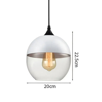 A sleek white glass pendant lamp with black metal top and exposed edison bulb decorbites led glass pendant light