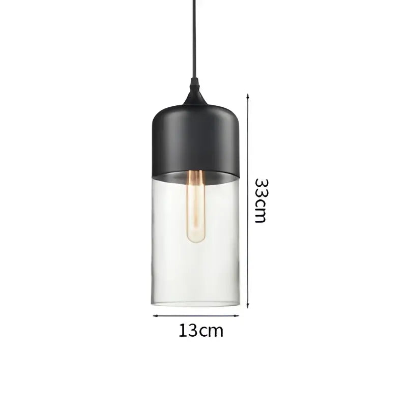 DecorBites led glass pendant lamp with black and clear glass and visible filament bulb for modern Nordic decor
