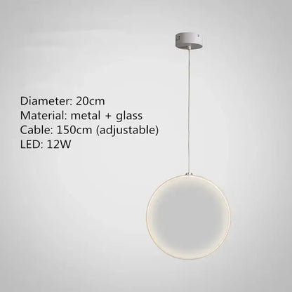 Decorbites led glass pendant light featuring a modern white glass disc with 12w led illumination for stylish interiors