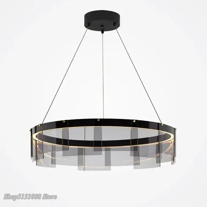 Modern black and clear acrylic decorbites led glass ring pendant lights with illuminated led lighting for home décor
