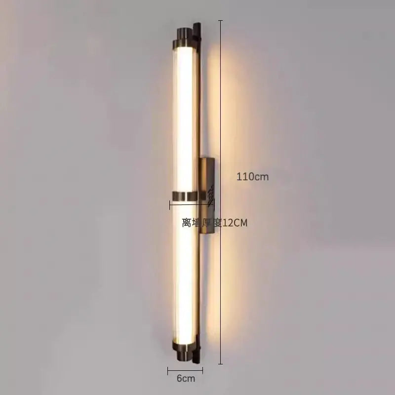 Modern minimalist wall lamp decorbites led glass with frosted cylindrical tube and brushed brass for living room decor