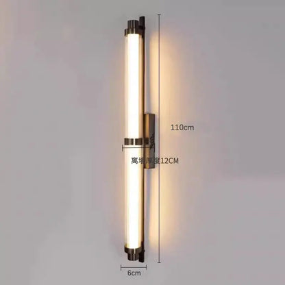 Modern minimalist wall lamp decorbites led glass with frosted cylindrical tube and brushed brass for living room decor