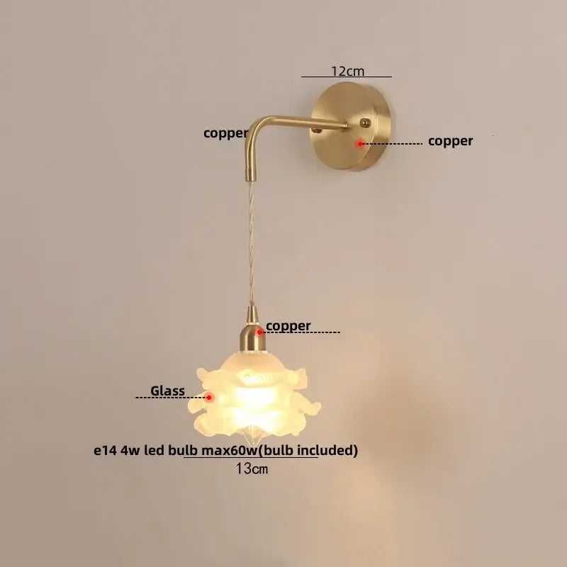 Copper wall lamp decorbites led glass features a glass lampshade shaped like an animal for luxury bedroom decor
