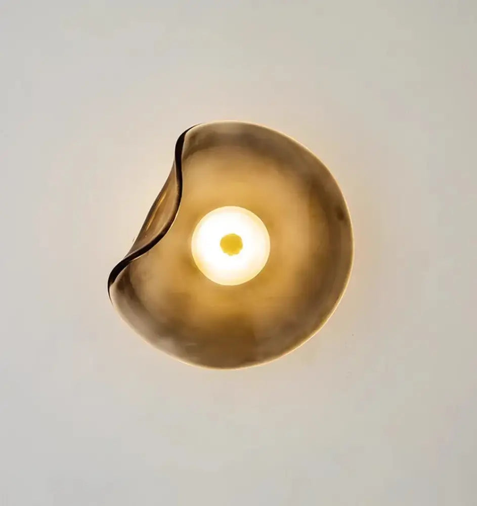 Decorbites™ led glass wall lamp in gold tone with sleek metallic curve and warm glow glass wall lamp design