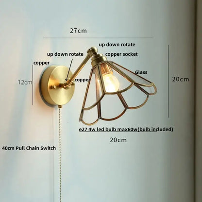 Copper wall light fixture with glass shade and adjustable arm for modern living room or bar by DecorBites™