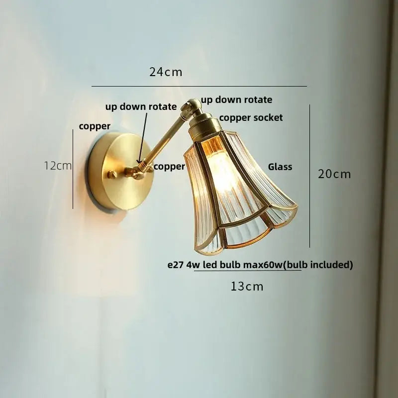 Brass-finished adjustable decorbites wall light fixture with fluted glass shade for modern living room or bar lighting