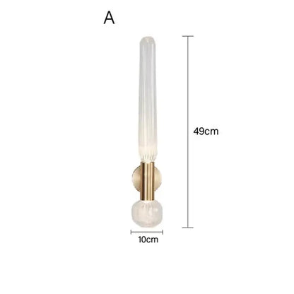 Decorbites™ gold glass wall sconces with tall translucent ridged glass shade and metal base for home lighting
