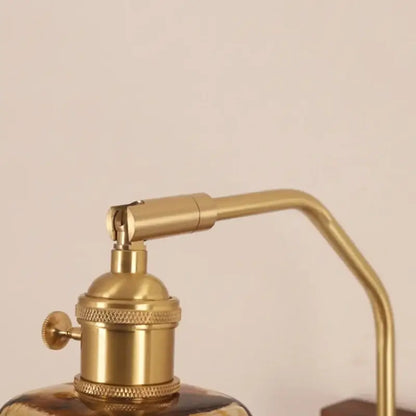 Decorbites™ gold-toned brass wall lamp with led glass wood elements and knurled base for living room bedroom bathroom