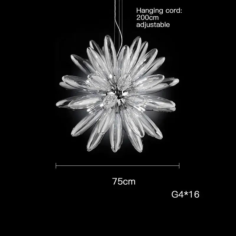 Clear glass decorbites led globe 2025 chandelier in chrome gold with 16 g4 bulbs arranged like flower petals