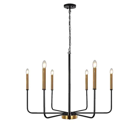 Decorbites led gold and black candle chandelier with brass accents modern american living room hanging light