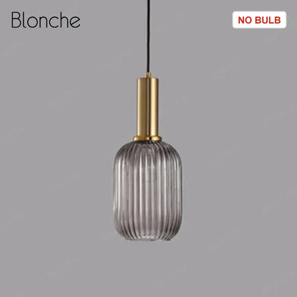 Blonche decorbites led gold chandelier pendant light with gold metal fixture and translucent gray ridged glass shade