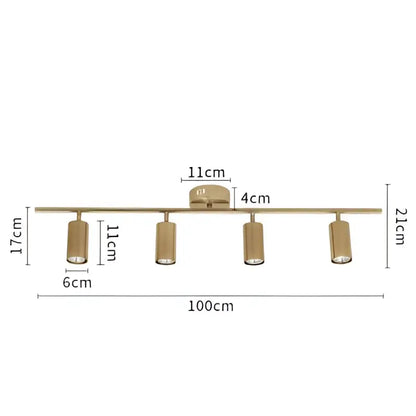 Decorbites led golden ceiling light with six gold-finished cylindrical spotlights for living and dining room lighting
