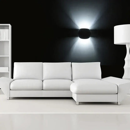 White leather sectional sofa with clean lines beside decorbites led gypsum wall lamp 5w modern indoor sconce