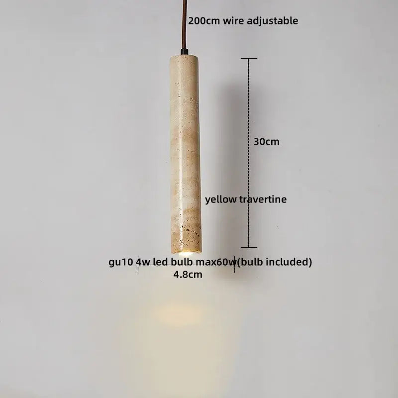 DecorBites led hanging lamp in yellow travertine stone with warm glow from integrated gu10 led bulb for home decor