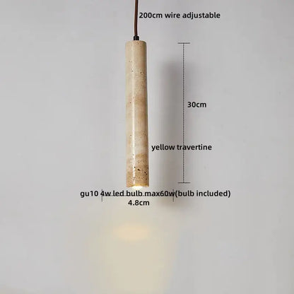 DecorBites led hanging lamp in yellow travertine stone with warm glow from integrated gu10 led bulb for home decor