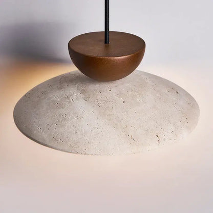 DecorBites led hanging pendant light with matte bronze spherical top and textured concrete shade for living room