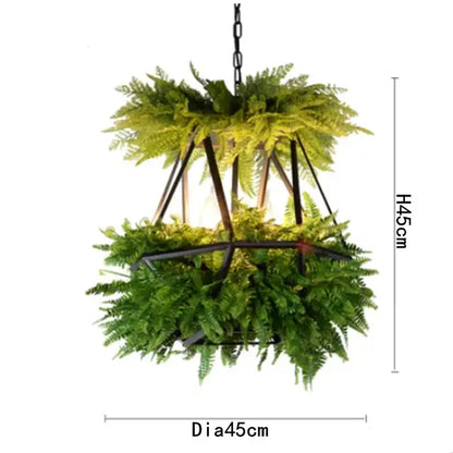 DecorBites™ led hanging plants chandelier with green fern accents black metal frame for living room eye protection light
