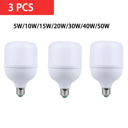 Three white frosted led highlight lamps with metallic screw bases for energy-saving home decor by DecorBites™