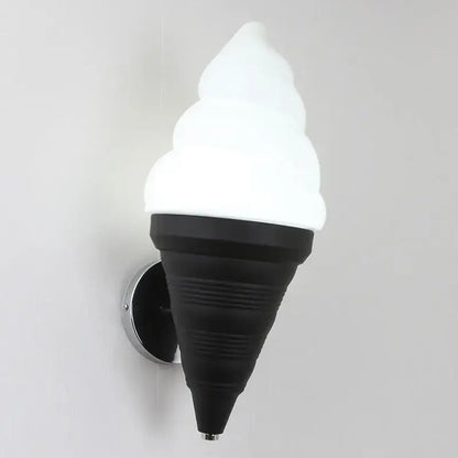 Black and white DecorBites LED ice cream wall lamp with frosted top and textured base for modern kitchen lighting