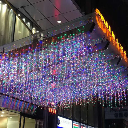Decorbites™ led icicle string lights feature vibrant multicolored fiber optic lights for outdoor holiday decor