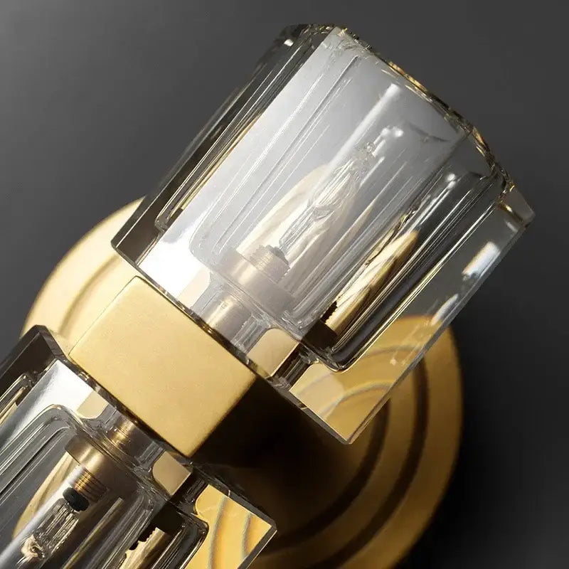 Gold-finished decorbites led indoor bedside lamp with faceted glass shades and visible filament bulbs for modern spaces