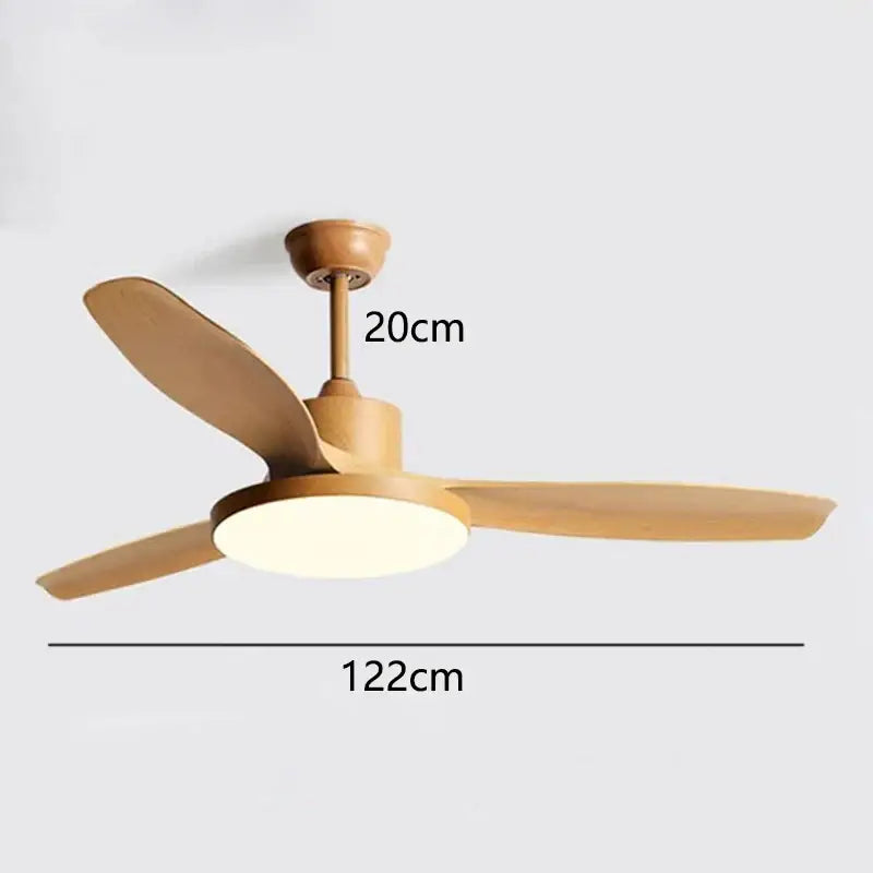 DecorBites™ LED indoor ceiling fan lights with three light wood blades and central circular LED fan lights for living spaces