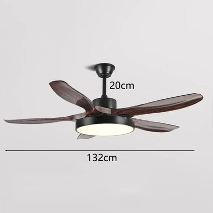 Black DecorBites™ LED indoor ceiling fan with five dark wood blades and integrated circular fan lights for living room use