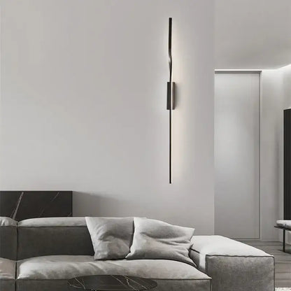 A sleek minimalist black decorbites led indoor wall lamp with copper accents for modern outdoor living room décor