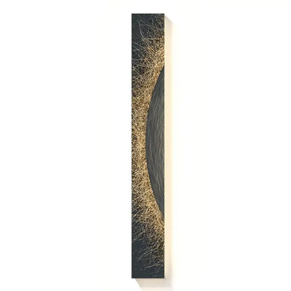 A sleek decorbites led indoor wall lamp with illuminated edge and golden grass textures for living room and hotel use