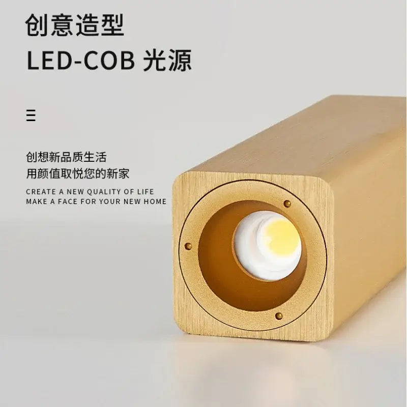 DecorBites led indoor wall lamp with brushed gold wooden frame and led cob bulb for corridor and bedroom lighting decor