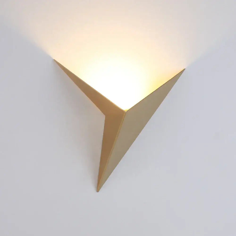 Gold-colored triangular wall lamp with modern minimalist design decorbites led indoor wall lamp for home lighting