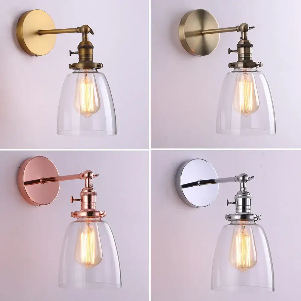 Vintage-style decorbites led indoor wall lamp with brass finish, clear glass shade, and exposed edison bulb for home decor