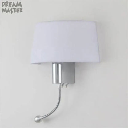 White fabric lampshade on chrome decorbites led industrial wall sconce with adjustable led industrial gooseneck light