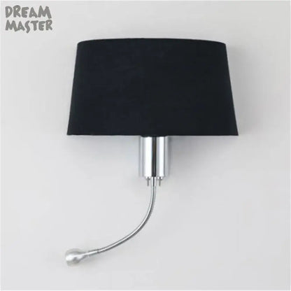 Black velvet lampshade with chrome finished metal base and flexible gooseneck light in decorbites led industrial wall sconce