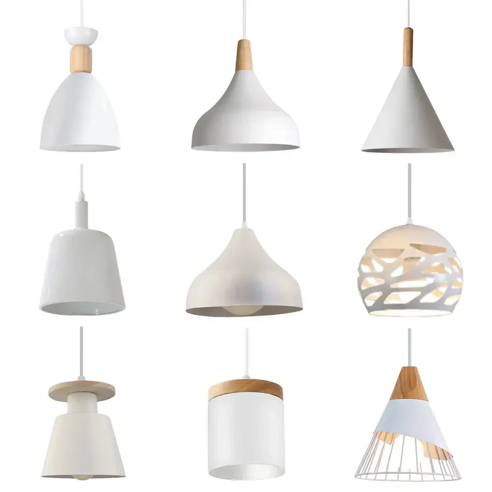 White pendant lamp with wooden accents and minimalist design from decorbites led industrial pendant series for stylish living spaces