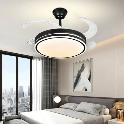 Modern black and white decorbites led invisible ceiling fan with integrated light for living room and bedroom use