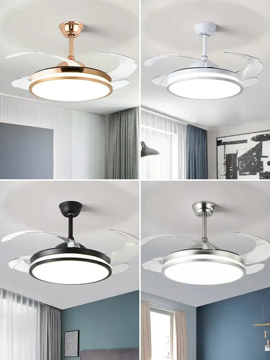 Modern ceiling fan with integrated light decorbites led invisible fan lamp in rose gold white black and chrome finishes