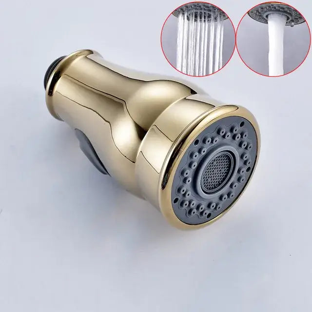 Decorbites led kitchen faucet spray head in gold with textured nozzle and multiple water flow settings for kitchen faucet use