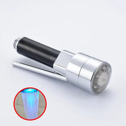 Chrome finished decorbites led kitchen faucet spray head with black handle and blue light circular led kitchen faucet nozzle