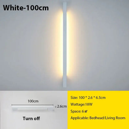 White 100cm slim decorbites led long wall lamp with sleek modern design emitting warm light for minimalist interiors