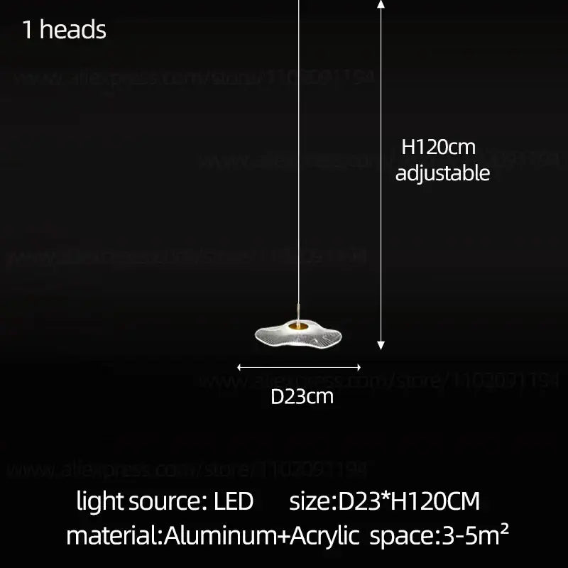 A modern minimalist decorbites led lotus pendant light in silver aluminum and acrylic for staircase chandelier lighting