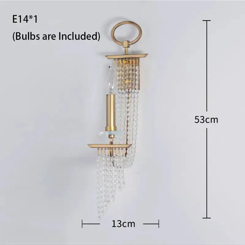 Gold-toned DecorBites LED Lustres hanging lamps with cascading clear crystal beads and a central candle-style bulb holder