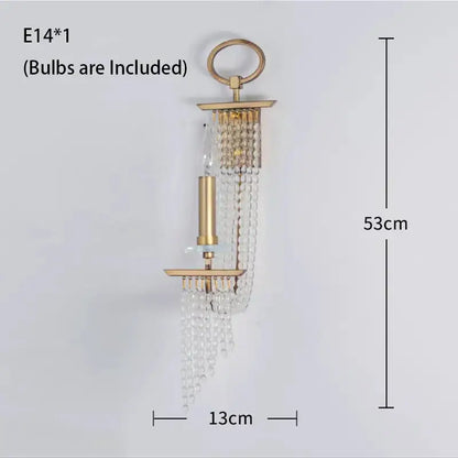 Gold-toned DecorBites LED Lustres hanging lamps with cascading clear crystal beads and a central candle-style bulb holder