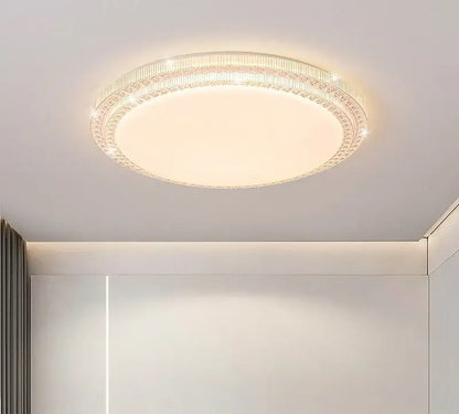 Circular decorbites led luxury ceiling light with warm glow and crystal-encrusted rim for modern living room decor