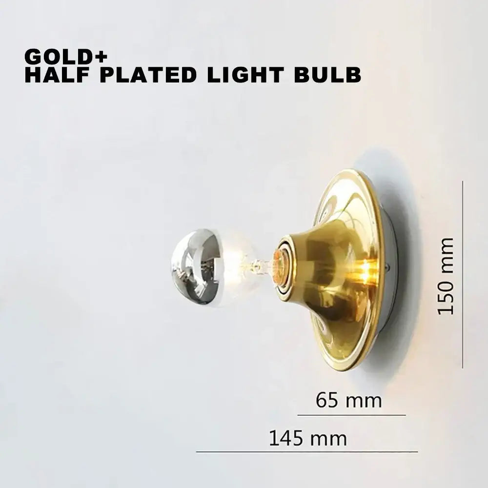 Gold plus half-plated wall lamp with silver dome and brass base for decorbites led macaron retro bedroom lighting