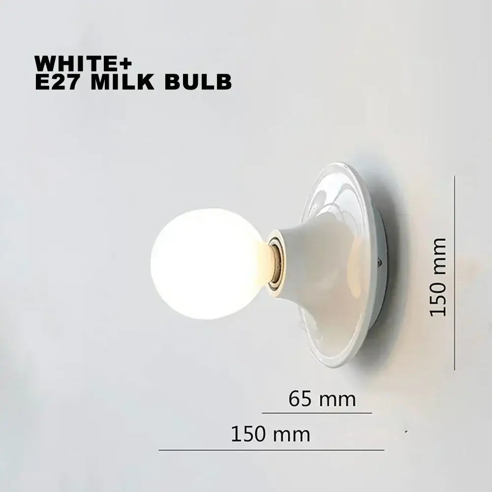 White E27 milk bulb with frosted glass globe and ceramic base for DecorBites LED Macaron wall lamp in retro design