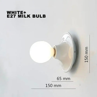 White E27 milk bulb with frosted glass globe and ceramic base for DecorBites LED Macaron wall lamp in retro design