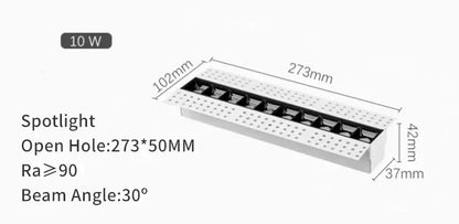White aluminum decorbites led magnetic recessed spotlight with ten black led modules for indoor ceiling lighting