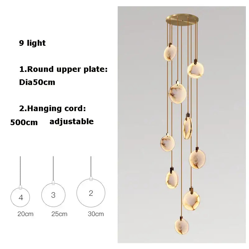 Modern decorbites led marble gold chandelier with nine warm circular glass orbs for living room lighting 2025 trend