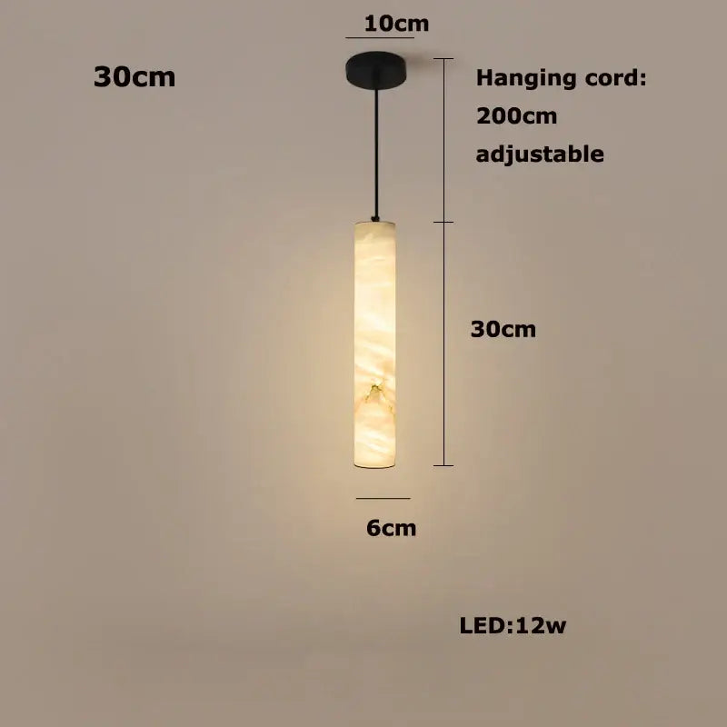 DecorBites™ led marble hanging lamps with white alabaster finish and adjustable black cord pendant light